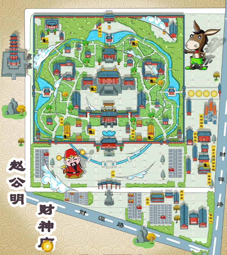 稻城寺庙类手绘地图